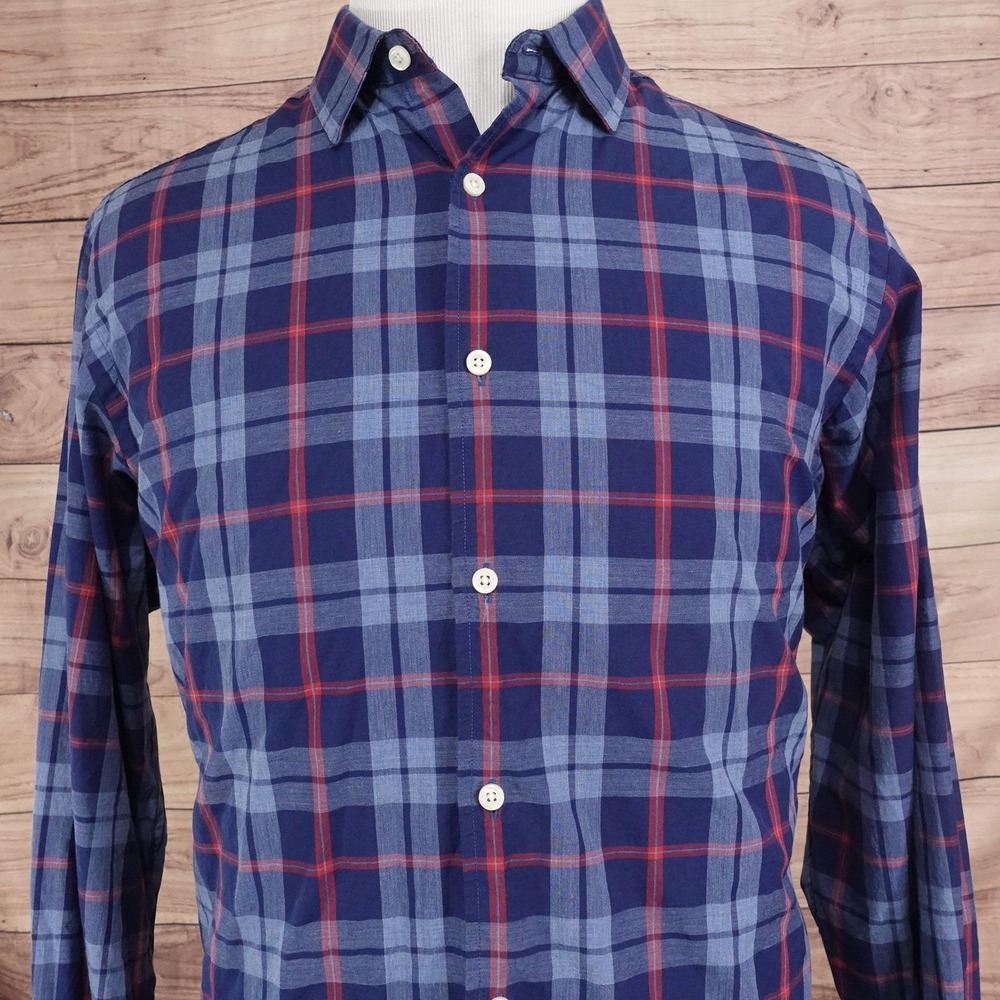 Daniel Cremieux Shirt Mens XL Blue Plaid Long Sleeve Button-Up Slim Fit Cotton